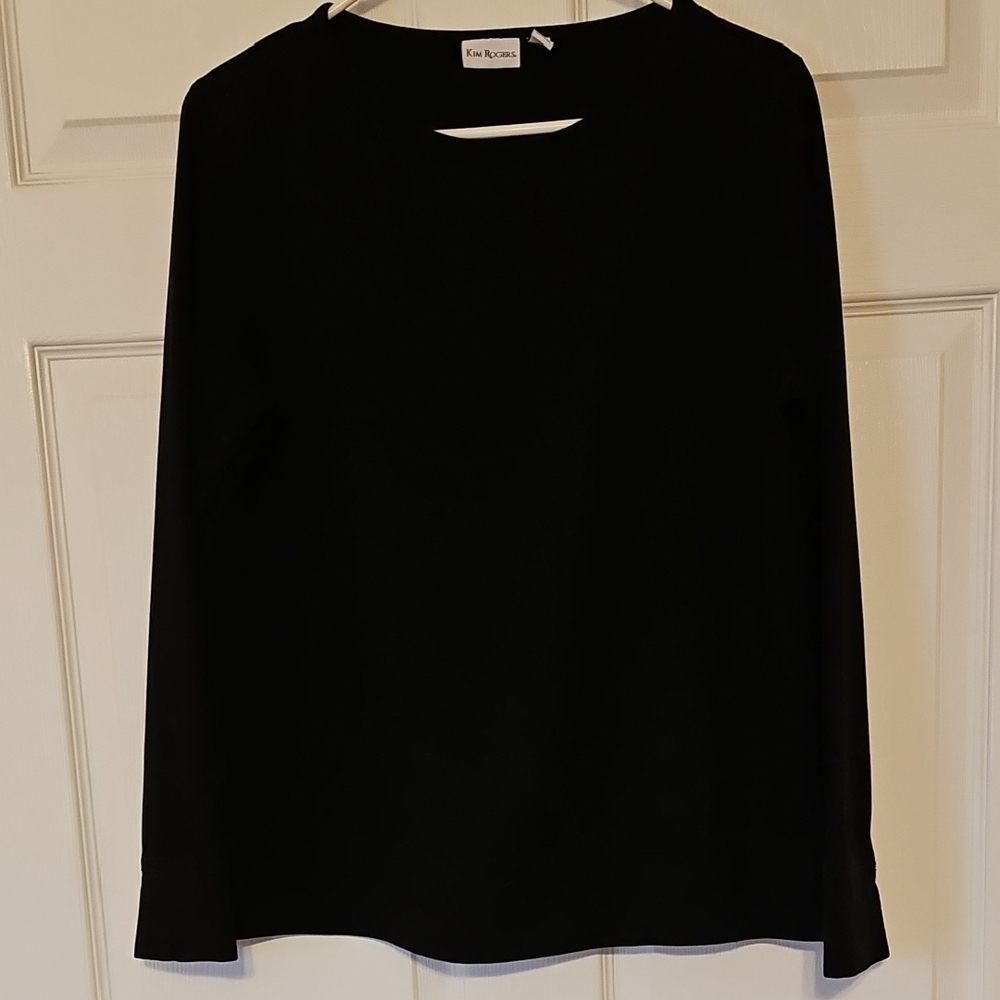 Kim Rogers Black Long Sweatshirt Sleeve Top